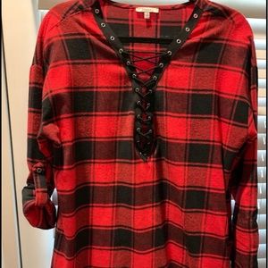 Red and black tunic wore once $20